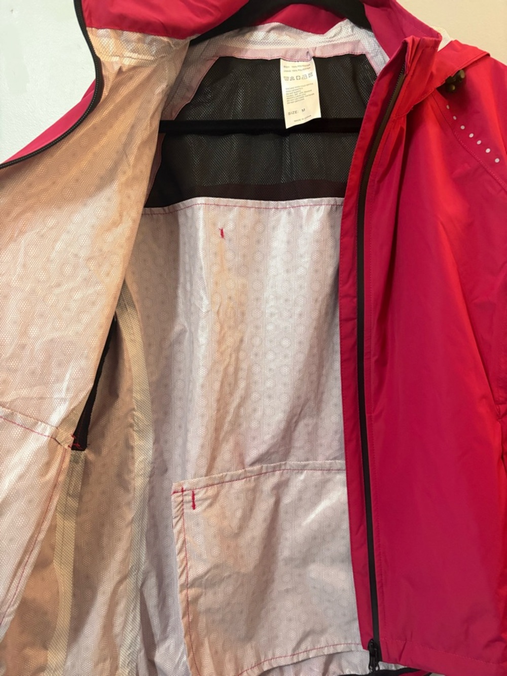 Women’s Utility Bike Jacket - Bright Pink Water-Resistant Hooded Shell - Picture 3 of 6